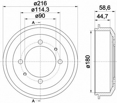 HELLA PAGID 8dt355302461 -  Тормозной барабан